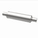 MagnaFlow Mag SS muffler with 14x4x4 inch size and dual 2x2 inlet/outlet, stainless steel construction, shown in the image.