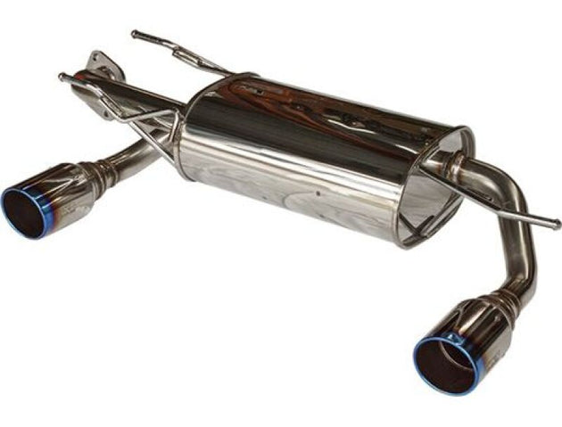 HKS Legamax Premium GT6 catback exhaust system installed on Subaru Impreza Sport FB20, showcasing polished metal pipes and muffler