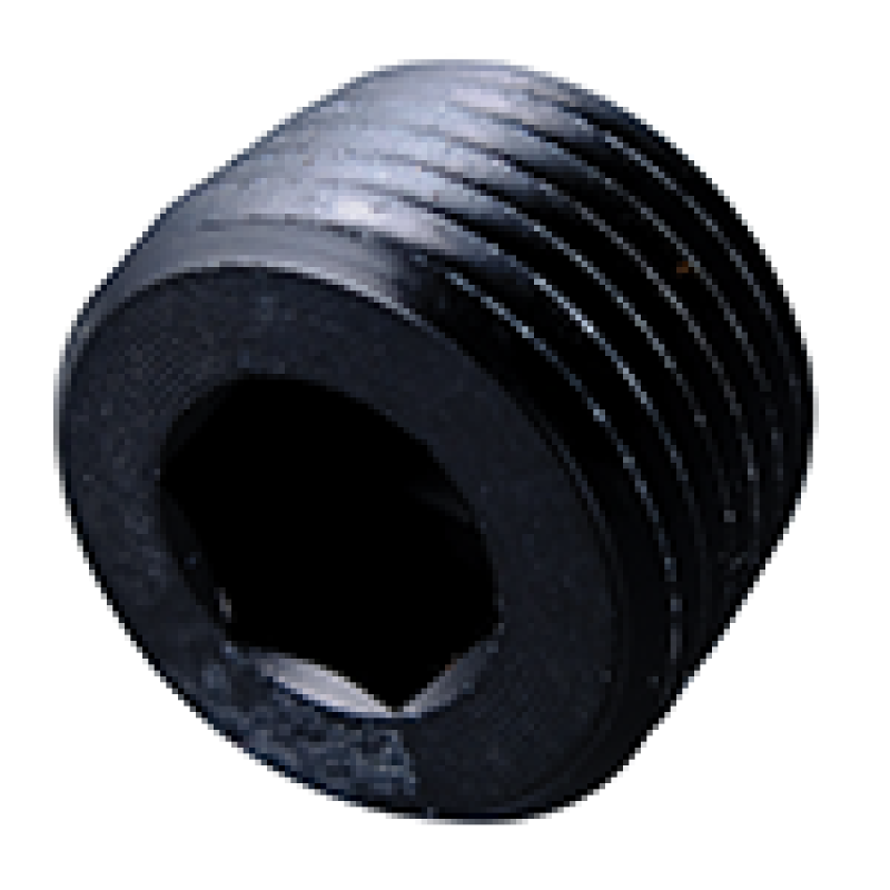Fragola black 1/8 NPT pipe plug fitting with internal threading for secure pipe connections.