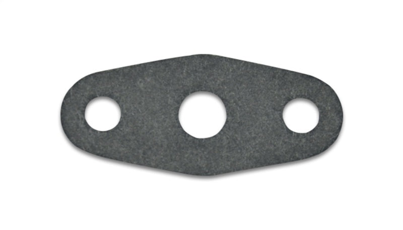 Vibrant engine oil drain flange gasket matching part, showing a close-up of the black rubber gasket on a metal flange.