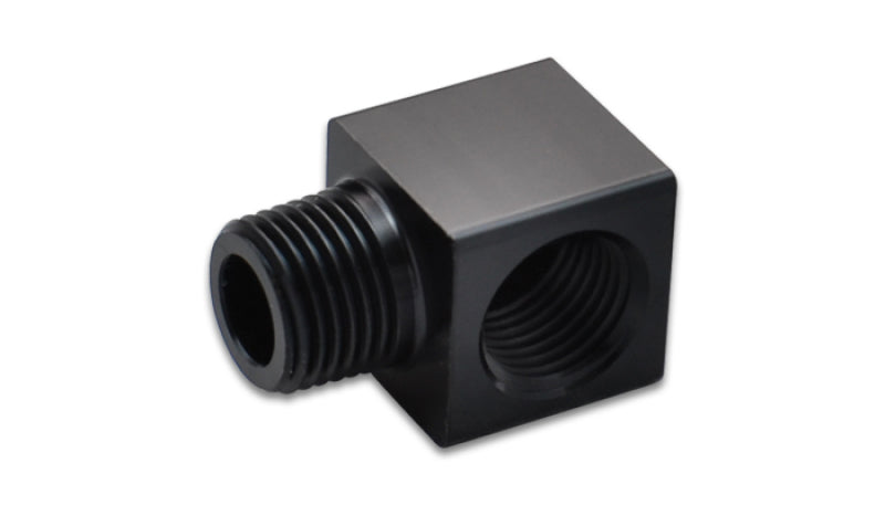 Vibrant 1/8in NPT female to 1/8in NPT male 90-degree adapter fitting showing the metal fitting with threaded ends.