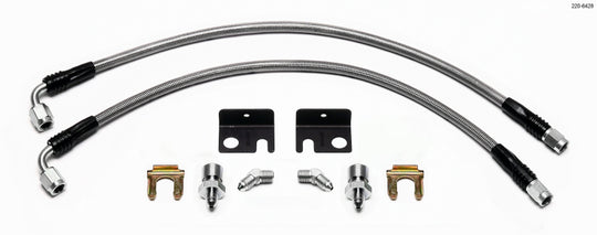 Wilwood Flexline Kit for 2000-2004 PT Cruiser and Neon SRT/4 with forged Dynalite caliper, featuring braided stainless steel brake lines.