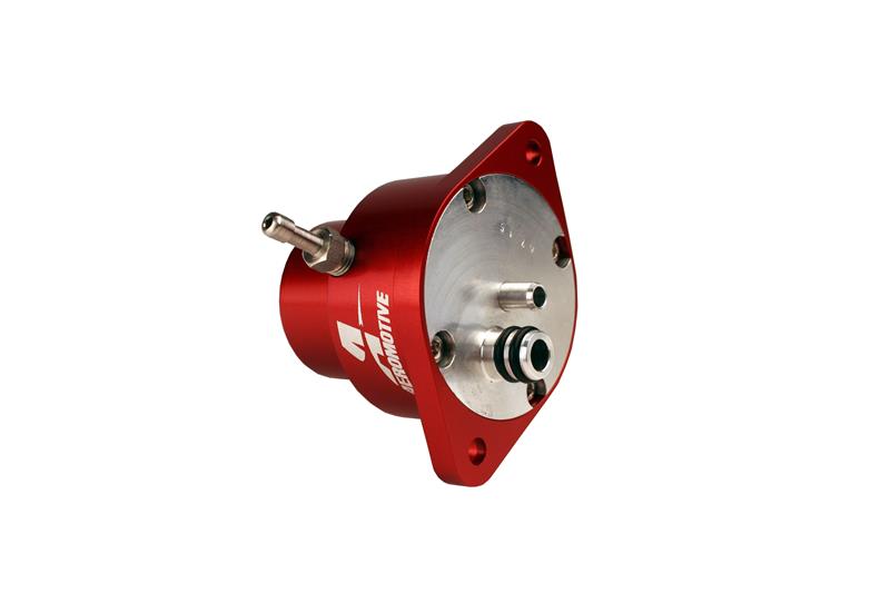 Aeromotive billet adjustable fuel pressure regulator for 1994-1999 Ford 4.6 and 1994-1997 5.0 engines, shown in image.