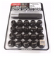 Rays black M12x1.25 lug nuts set with 5-hole design, including 16 nuts, 4 lock nuts, 1 adapter, and 1 lock nut key.