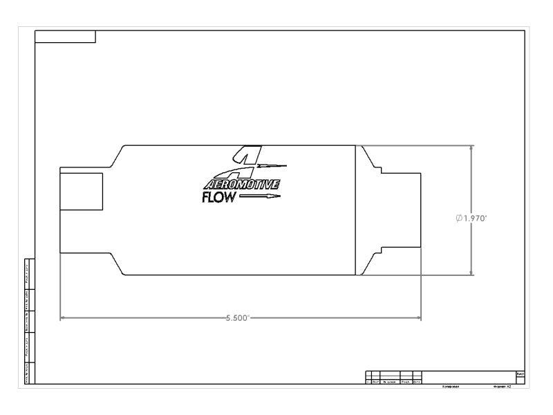 Aeromotive inline fuel filter with AN-10 fitting and 10-micron fabric element for improved fuel system filtration.