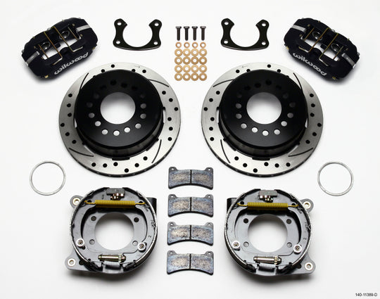 Wilwood Dynapro low-profile 11-inch P-brake kit with drilled rotors for Big Ford vehicles, featuring 2.50-inch offset.