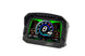 AEM CD-5LG Carbon Logging Digital Dash Display gauge with internal 10Hz GPS and antenna, showing digital readouts and connection ports.