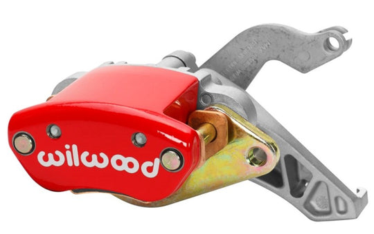 Wilwood Perf Brake Caliper MC4 Mechanical L/H in red with logo, 1.19-inch piston, designed for high-performance disc braking.