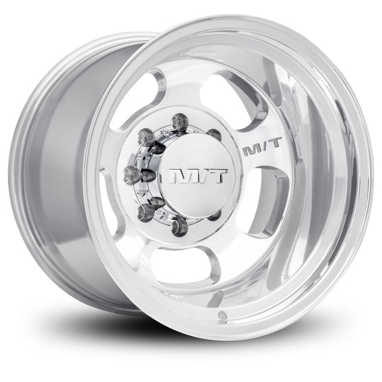 Mickey Thompson Canyon 17x12-inch cast wheel with 5x5 bolt pattern and 4.25-inch backspacing, polished finish.