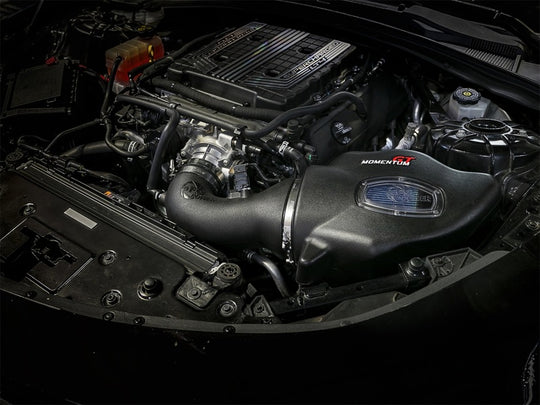 aFe Momentum GT Pro 5R Cold Air Intake System for 2017 Chevrolet Camaro ZL1 V8 6.2L engine, showing the intake components and filter