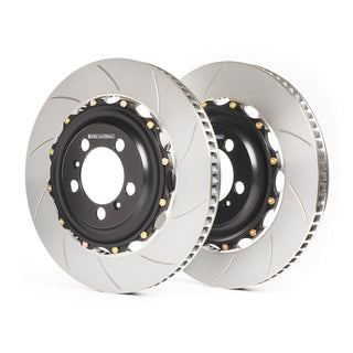 GiroDisc slotted front brake rotors for Chevrolet Corvette Z06 C8 2020+ with factory iron rotors, high-performance brake upgrade