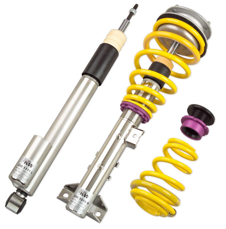 KW Coilover Kit V3 for Cadillac CTS and CTS-V with magnetic ride, showing adjustable coilover struts and suspension components.