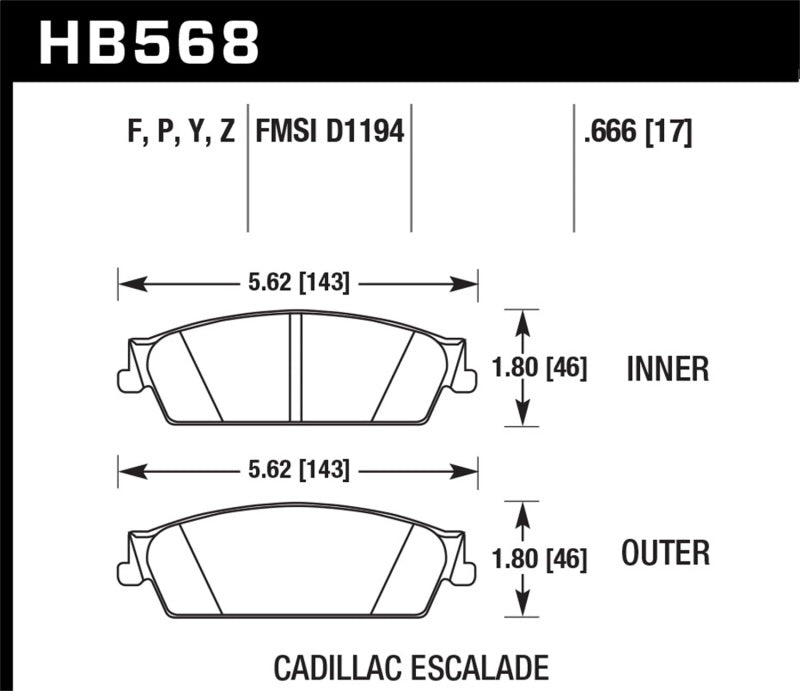 Hawk Performance rear brake pads for 2007-2008 Cadillac Escalade 6.2 and Chevy Avalanche Super Duty, performance brake pads.