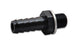 Vibrant Male 14mm x 1.5 metric to 3/8 inch barb fitting showing metal fitting with threaded and barbed ends for hoses.