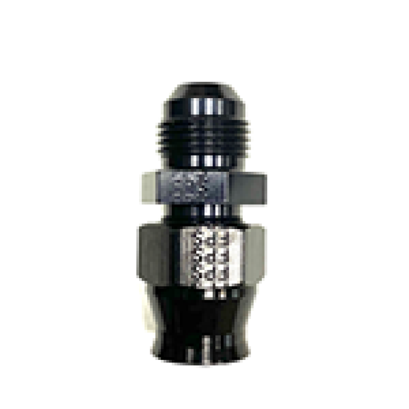 Fragola black -6AN male to 3/8 inch tube AN adapter fitting showing the fitting with threaded male end and black finish.