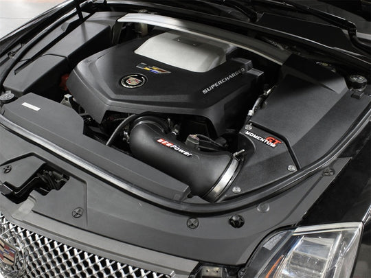 aFe 09-15 Cadillac CTS-V Momentum GT Cold Air Intake System with Pro 5R media, showcasing the sleek intake components and filter.