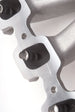 Edelbrock Victor Jr Ford EFI intake manifold for 4.6L engines, showing the black aluminum structure with mounting ports and logo.