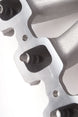 Edelbrock Victor Jr Ford EFI intake manifold for 4.6L engines, showing the black aluminum structure with mounting ports and logo.