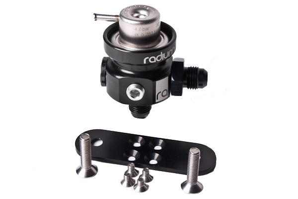 Radium Engineering fuel pressure regulator with 3 bar Bosch fuel regulator, designed for automotive fuel systems.