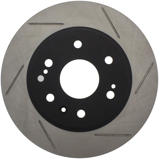 StopTech Power Slot front left brake rotor for 2007 Chevrolet Tahoe, slotted design for improved braking performance.
