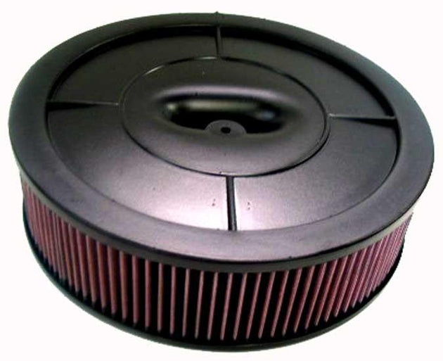 K&N Engineering 2BBL HOL Flow Control Custom Assembly air filter with check valve, direct fit for improved engine airflow.