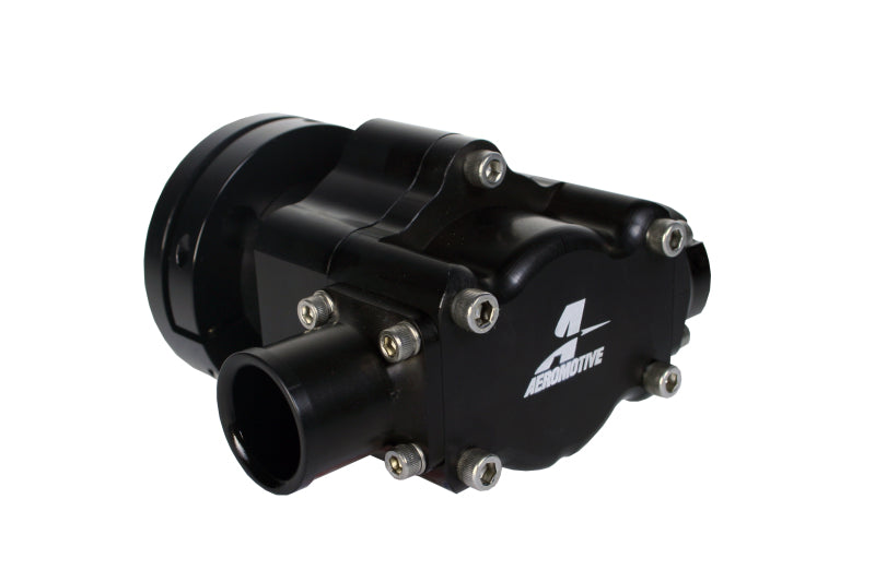 Aeromotive Atomic Hex Drive Fuel Pump showing the compact, high-performance fuel pump with hex drive mechanism for automotive use.