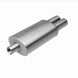 MagnaFlow stainless steel muffler with tip, 14x5x8 inches, featuring dual inlet and outlet pipes for car exhaust system.