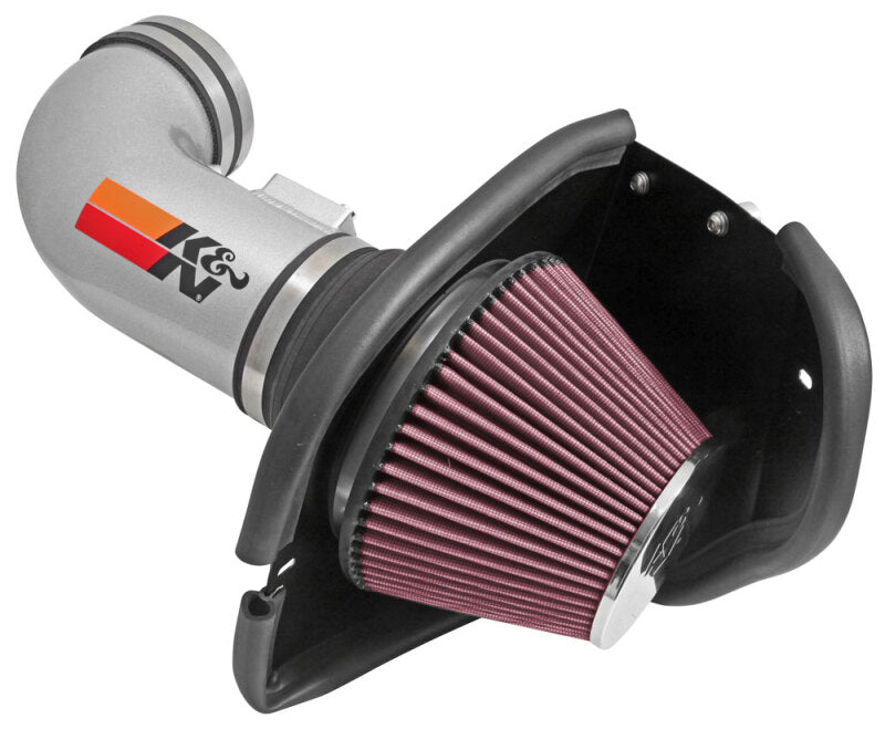 K&N Engineering cold air intake for 2009-2015 Cadillac STS-V 6.2L V8, showing the sleek intake tube and filter.