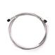 Snow Performance black stainless steel braided line with 4AN fittings, used for injection pump components in automotive systems.