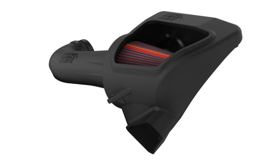 K&N Engineering cold air intake system installed in a Chevy Camaro SS V8 6.2L engine, showing the air filter and intake tubing.