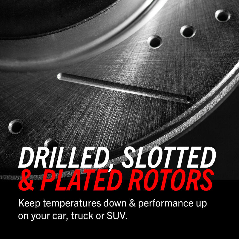 PowerStop front drilled and slotted brake rotors for Ford F-550 Super Duty truck, pair of high-performance brake rotors.
