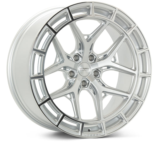 Vossen HFX-1 forged wheel, 20x9.5 inches, 5x114.3 bolt pattern, ET25, silver polished finish, deep concave design