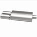 MagnaFlow stainless steel muffler with tip, 14x5x8 inches, featuring dual inlet and outlet pipes, designed for vehicle exhaust systems.
