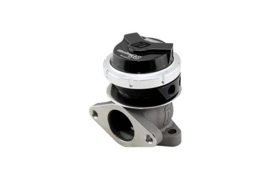 Turbosmart WG38 Gen V Ultragate 38 wastegate in black with 14psi setting, showcasing its compact, durable design for turbocharged engines.