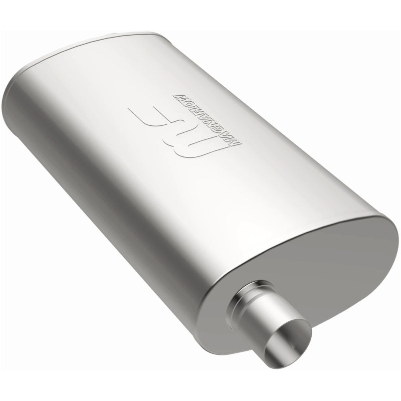 MagnaFlow Mag SS muffler with 22x5x11 inch dimensions and 3x3 inch inlet/outlet, shown in a close-up view.