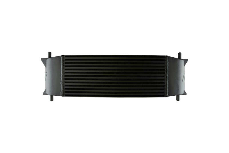 Black Turbosmart intercooler for Ford Ranger Raptor V6 Ecoboost, showing the sleek, compact design with mounting brackets.