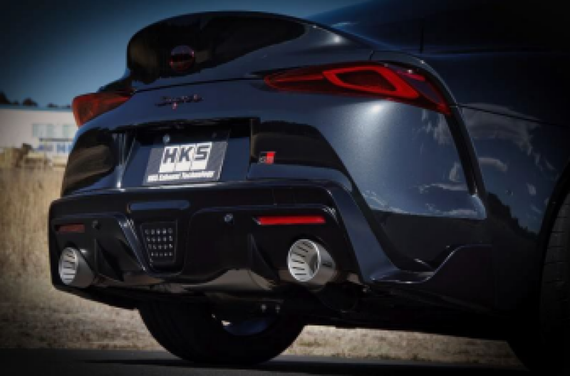 HKS Super Turbo Muffler Catback exhaust for Toyota Supra DB42 Urban Matte Edition, featuring a matte finish and sporty design.