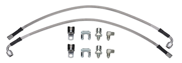 Wilwood Ford front flexline brake line kit for Raptor 2010-2014, showing durable rubber hoses and metal fittings.