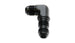 Vibrant black anodized -6AN bulkhead 90-degree elbow fitting for hydraulic and fuel line connections.