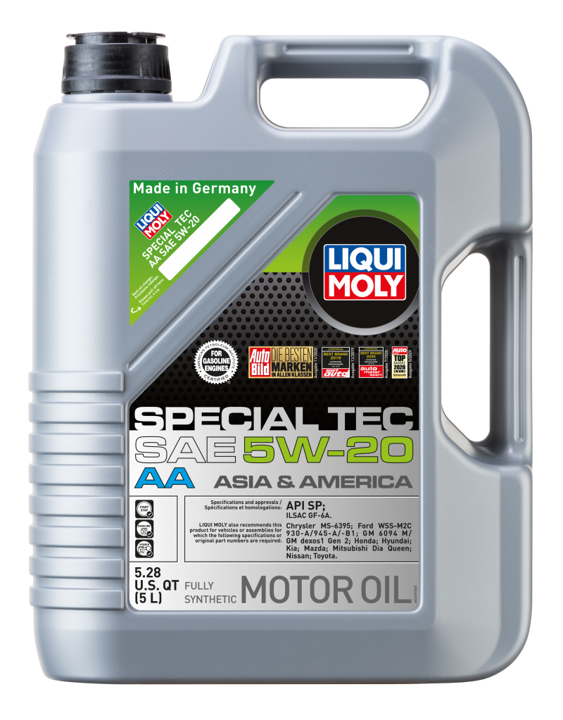 LIQUI MOLY 5L Special Tec AA SAE 5W20 motor oil container, engine oil product for vehicle lubrication and maintenance