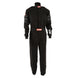 RaceQuip Black SFI-1 1-L racing suit in medium size, made of durable fabric with racing-specific design and safety features.