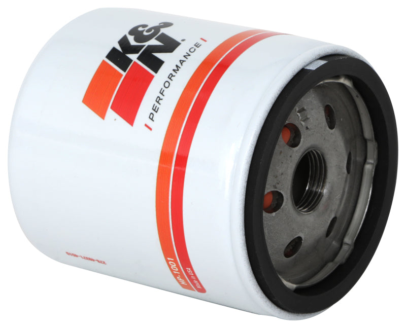 K&N Performance Gold Oil Filter for Chevy, Pontiac, GMC, and Buick vehicles, showing the filter component with brand logo.