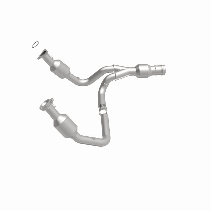 MagnaFlow direct fit catalytic converter for 2015 GMC Yukon XL V8 6.2L, showing the cylindrical metal converter with inlet and outlet ports.