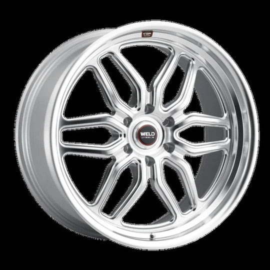Weld Weld Racing 22x9.5 Laguna 6 cast alloy wheel in gloss silver finish with 6x135 bolt pattern and ET25 offset.