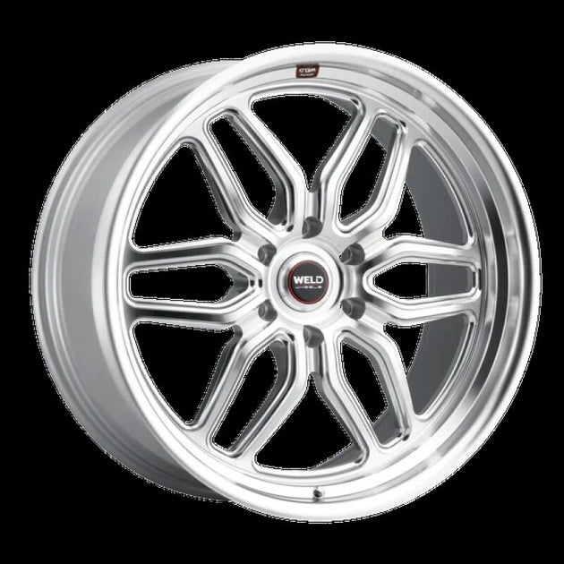 Weld Weld Racing 22x9.5 Laguna 6 cast alloy wheel in gloss silver finish with 6x135 bolt pattern and ET25 offset.