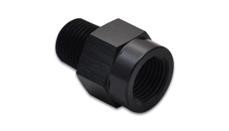 Vibrant aluminum 1/8in male BSP to 1/8in female NPT adapter fitting showing threaded ends for pipe connections