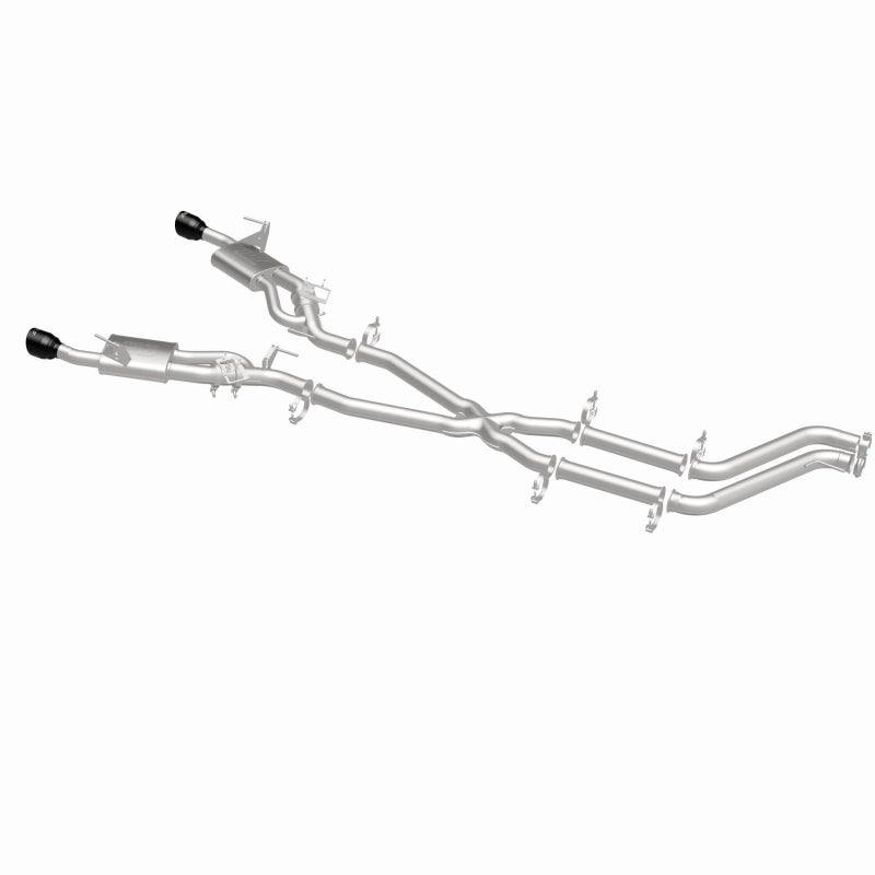 Magnaflow 26+ Dodge Charger 3.0L SPEQ cat-back exhaust system, showing polished stainless steel pipes and muffler components.