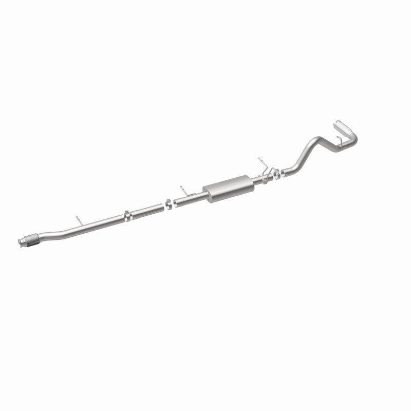 Magnaflow catback exhaust system for 14 Chevy Silverado V8 5.3L with stainless steel rear exit, single pipe, and performance design.