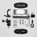 Wilwood HV tandem master cylinder with 1 1/8 inch bore, ball burnished finish, includes left-hand bracket and proportioning valve.