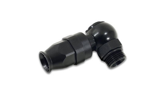 Vibrant banjo hose end fitting for PTFE-lined flex hose -6 AN bolt and ORB connection, metal construction with vibrant finish.